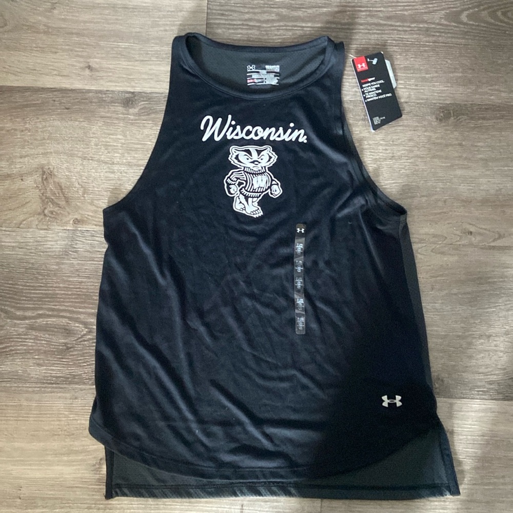 Wisconsin Badgers - Black loose fit -Youth Large - Under Armour - Tank top -NWT